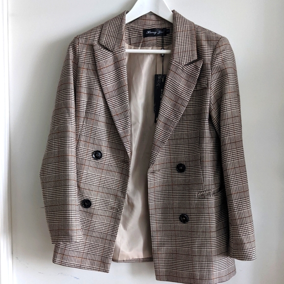 NWT Double Breasted Plaid Jacket - Picture 1 of 4